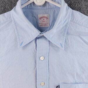 Brooks Brothers Medium Cotton Button-Down Blue Shirt Pocket Long Sleeve Mens